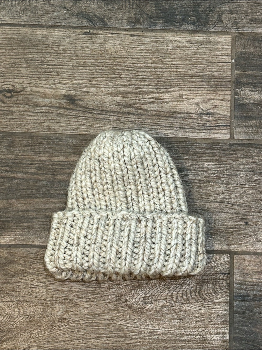 Handmade Unisex Cozy Wheat Knit Wool Blend Chunky Beanie 11” NEW